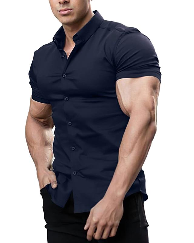 Mens Muscle Fit Dress Shirt