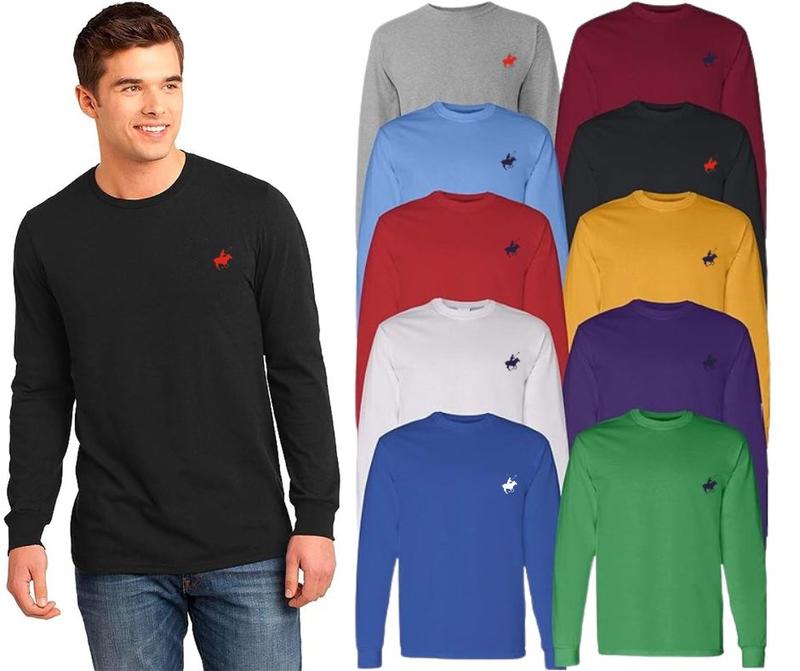 (4-Pack) Men's Long Sleeve Crew Neck T-Shirts Classic Cotton