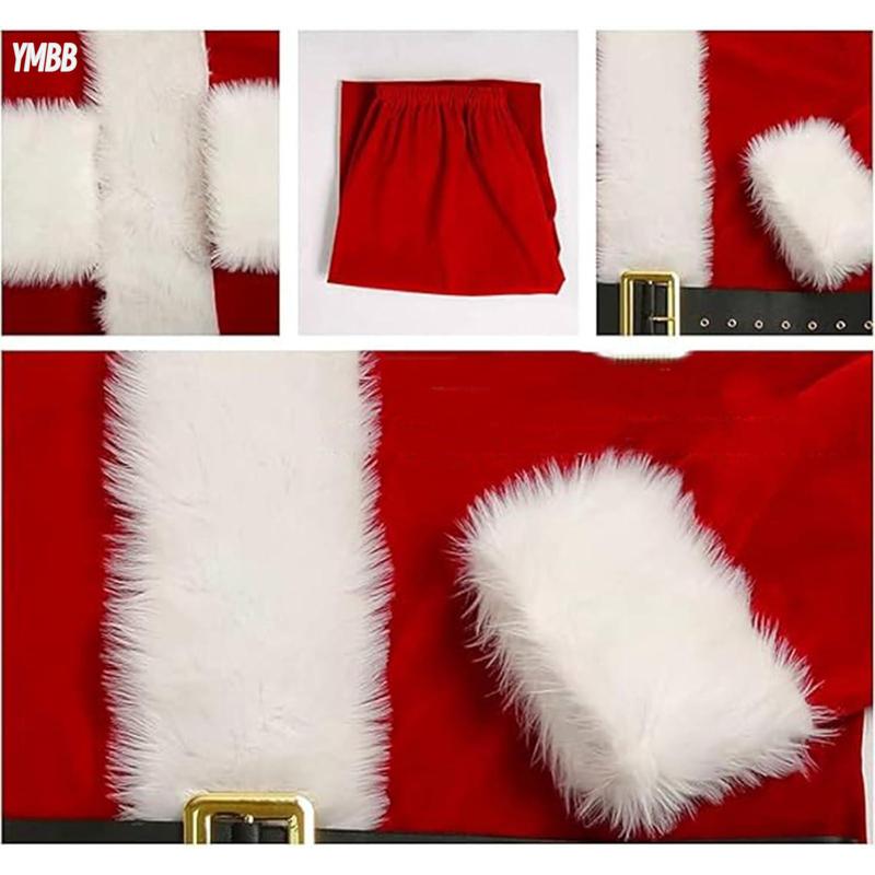 [Deals For You]Gardentime Santa Claus Costume Mens Santa Claus Outfits Adults 10 Pieces Christmas Deluxe Red Velvet Costume Xmas Holiday Party Role Play Menswear Clothing Casual