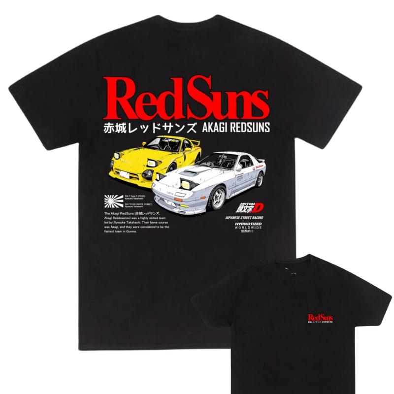 Akagi RedSuns Ryosuke Takahashi tshirt Initial D JDM drift racing shirt t-shirt tshirt short sleeve 100% Cotton pre-shrunk unisex fit Menswear Top