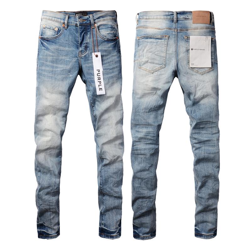 Purple-brand Men's Jeans Slim Fit Stretch Jeans Baggy Ripped Straight Skinny Denim Pants for Men Fashionable Biker Motocycle Holes Pants 2024