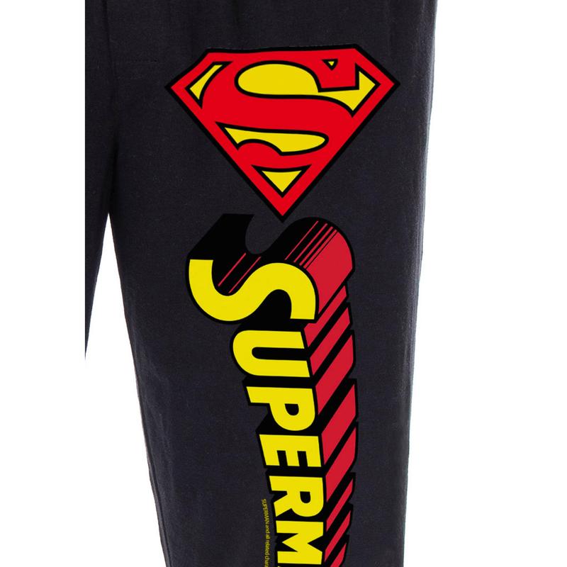 DC Comics Men's Classic Superman S Symbol And Script Logo Loungewear Pajama Pants