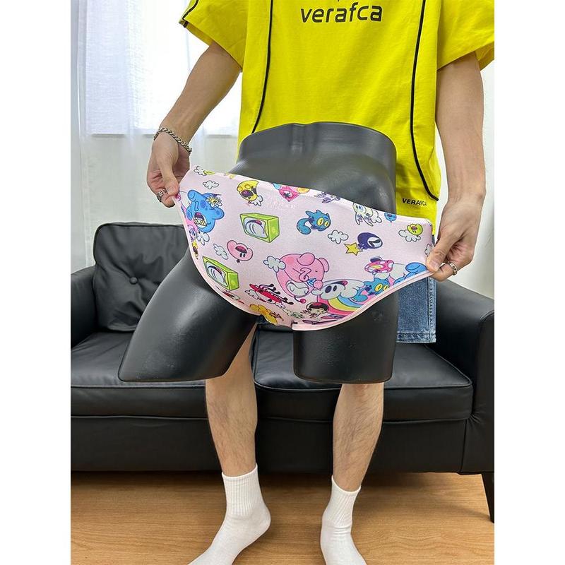 Sexy Cartoon Printed Men's Briefs: Trendy Cool Graffiti Underwear with Breathable Comfort and Low Waist