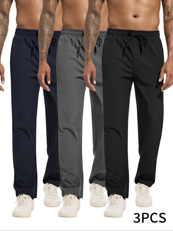 Men's Solid Drawstring Waist Pants, Casual Comfy Pocket Trousers for Spring & Fall, Pants for Men, Men's Bottoms for Daily Wear