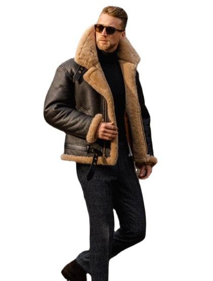 new imitation leather fur men's jacket long sleeve artificial fur thick, Fashion, Jackets.