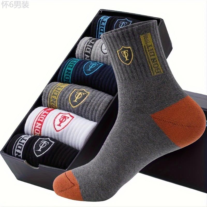 Autumn and Winter 5 Pairs of Men's Trendy Breathable Crew Socks, Comfortable Casual Soft Thermal Socks, Winter & Autumn