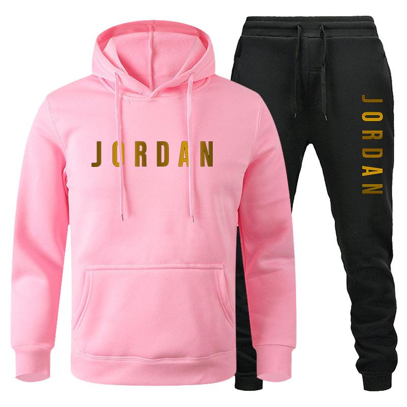 2024 Hooded Sweater Set Autumn and Winter Printed Label Letters European and American Fashion Casual Wear Workout Clothes Sports Suit