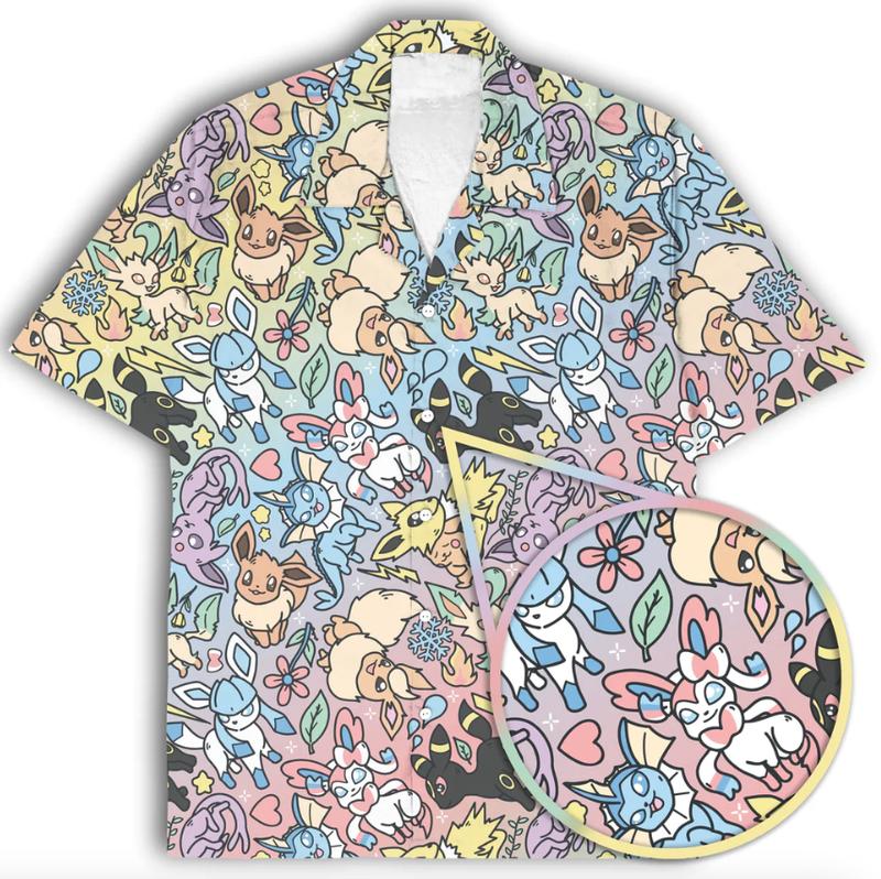 Eeveelution (Rainbow) Pattern Button Down Tee