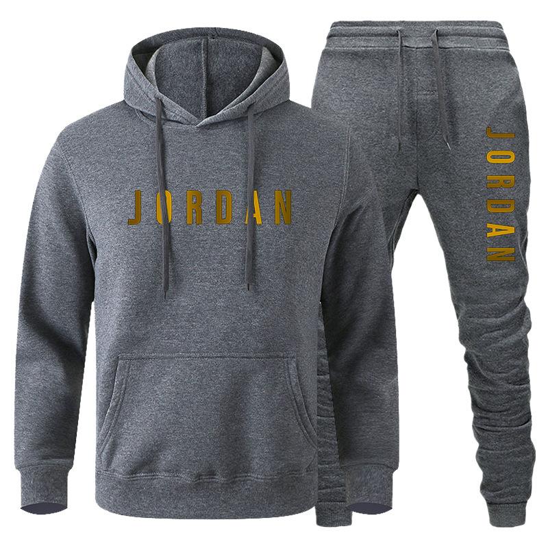 2024 Hooded Sweater Set Autumn and Winter Printed Label Letters European and American Fashion Casual Wear Workout Clothes Sports Suit