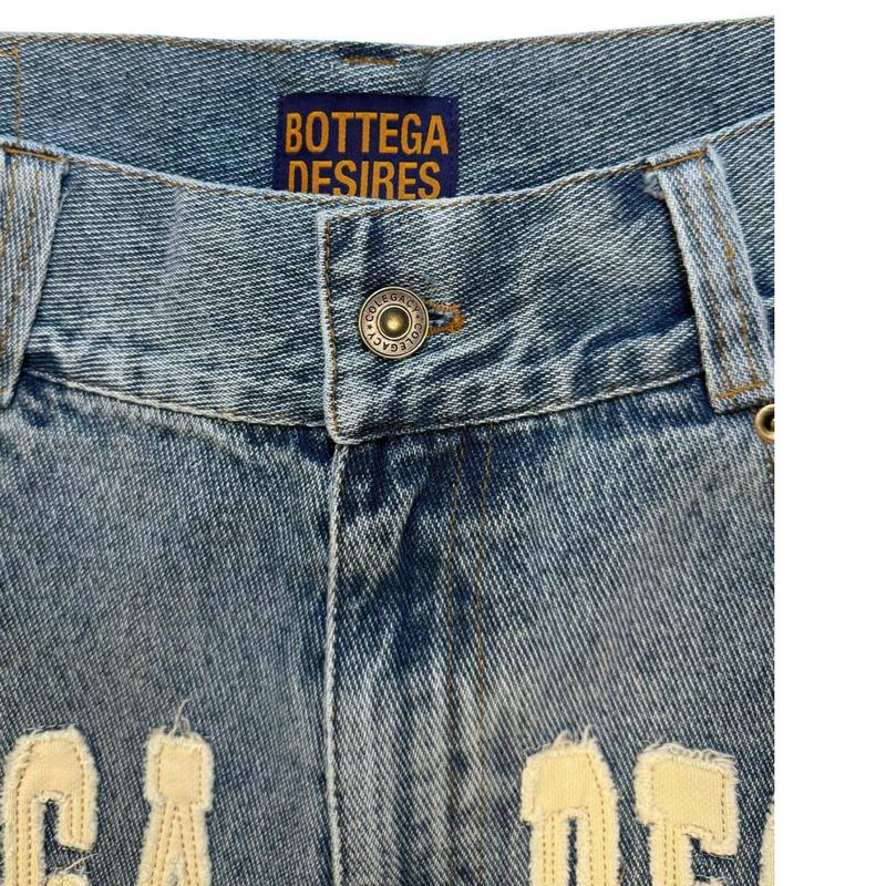 2024 New Fashion Men's Fried Street Loose Fifth Pants Fashion Fashion Brand Retro Alphabet Denim Shorts Casual Menswear