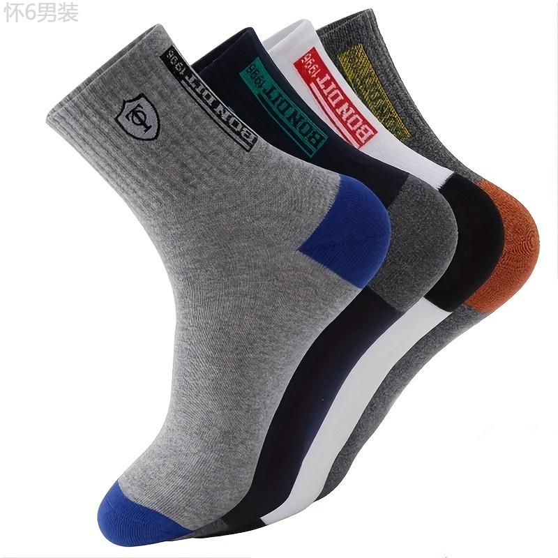 Autumn and Winter 5 Pairs of Men's Trendy Breathable Crew Socks, Comfortable Casual Soft Thermal Socks, Winter & Autumn