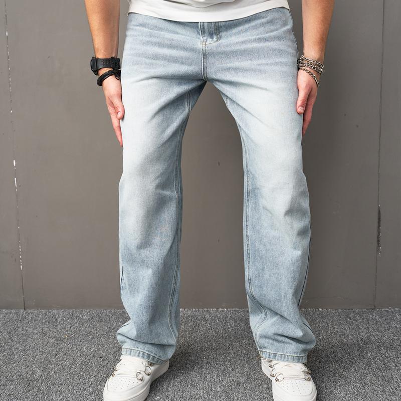 Loose Multiple pockets Distressed Straight  Male Carpenter Stylish Comfortable Cargo Denim Pants Menswear Underwear plain casual men jeans Trouser Streetwear Human Beige