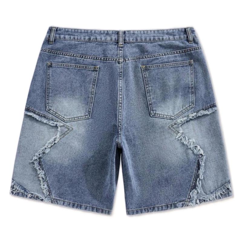 ROMWE Patchwork Denim Jorts for Street Style Fashion