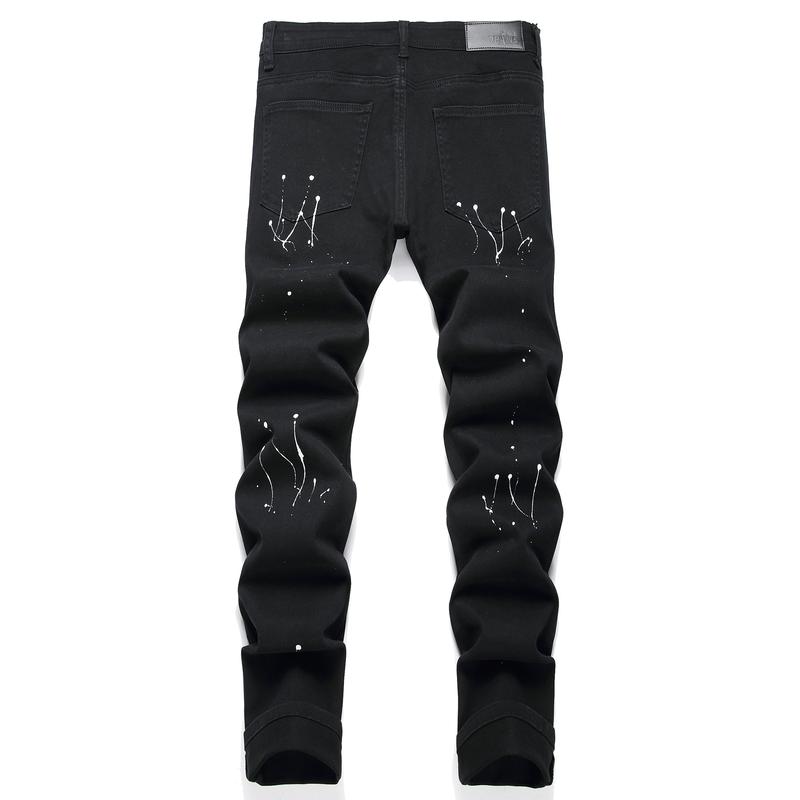 Men's Fashion Ripped Classic Distressed Straight Slim Fit Designer Jeans For Men Denim Pants