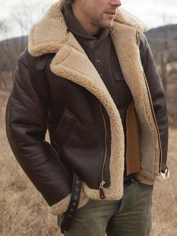 new imitation leather fur men's jacket long sleeve artificial fur thick, Fashion, Jackets.