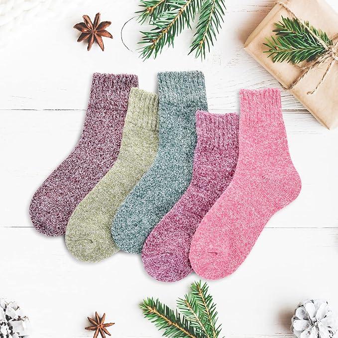 Winter Warm Wool Socks for Women Men, Soft Cozy Thick Knit Crew Socks - Menswear .