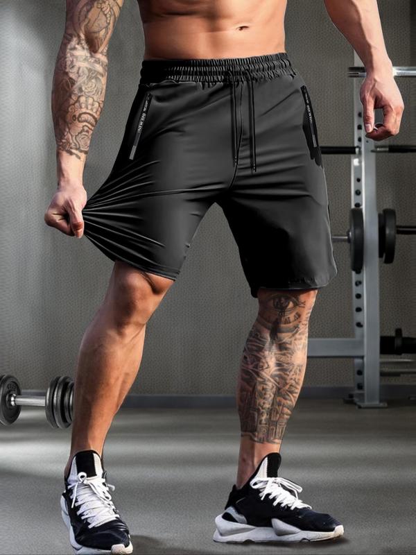 Men's Regular Fit Letter Print Drawstring Waist Shorts, Casual Breathable Comfortable Straight Leg Shorts for Summer, Men's Bottoms for Outdoor Wear