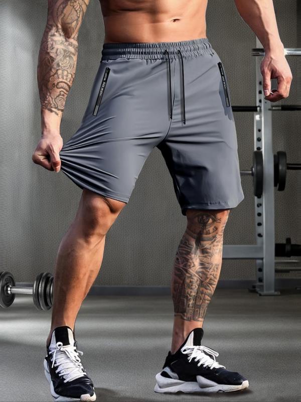 Men's Regular Fit Letter Print Drawstring Waist Shorts, Casual Breathable Comfortable Straight Leg Shorts for Summer, Men's Bottoms for Outdoor Wear