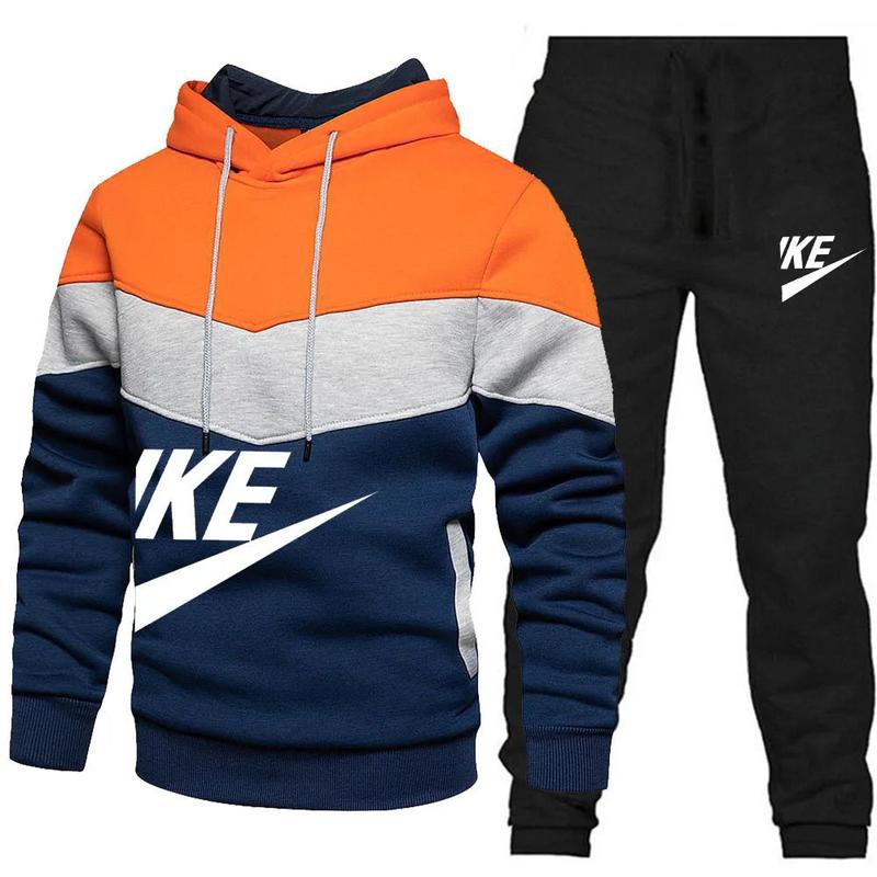 2024 New Men's Autumn Winter Sets Zipper Hoodie+Pants Pieces Casual Tracksuit Male Sportswear Brand Clothing Sweat Suit