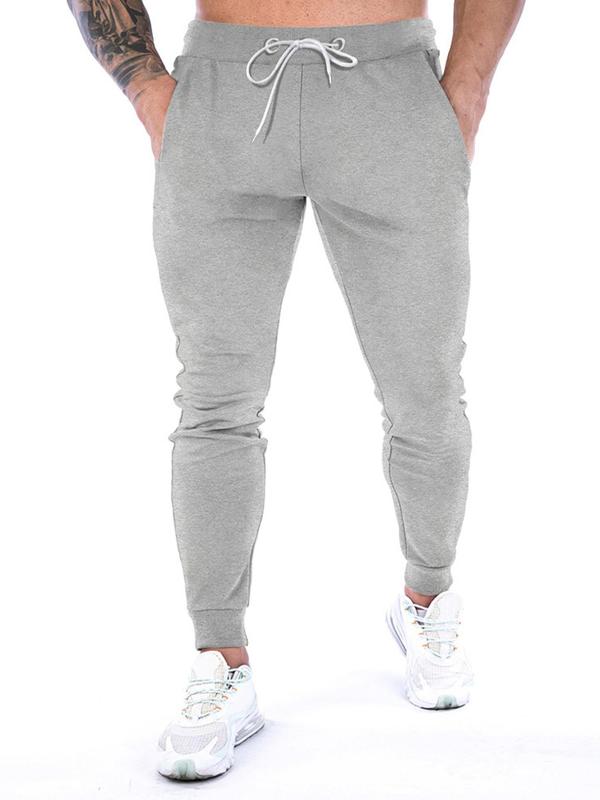 Men's Plain Thin Pocket Drawstring Sweatpants, Solid Casual Loose Joggers with Pockets, Soft Elastic Waist Men's Trousers, Menswear, Gym Workout Fitness Tapered Pants for Spring & Fall