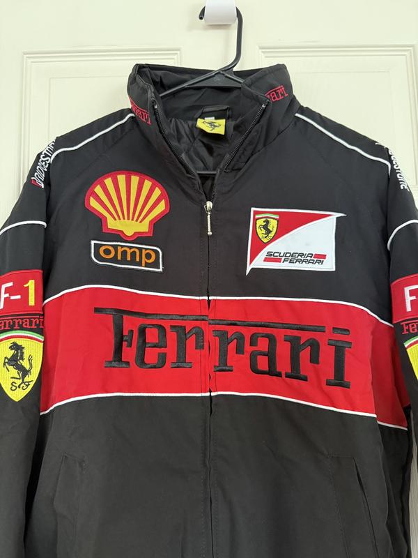 Retro Ferrari Jacket | Embroidered Patches & Cotton Padded | Unisex streetwear bomber jacket