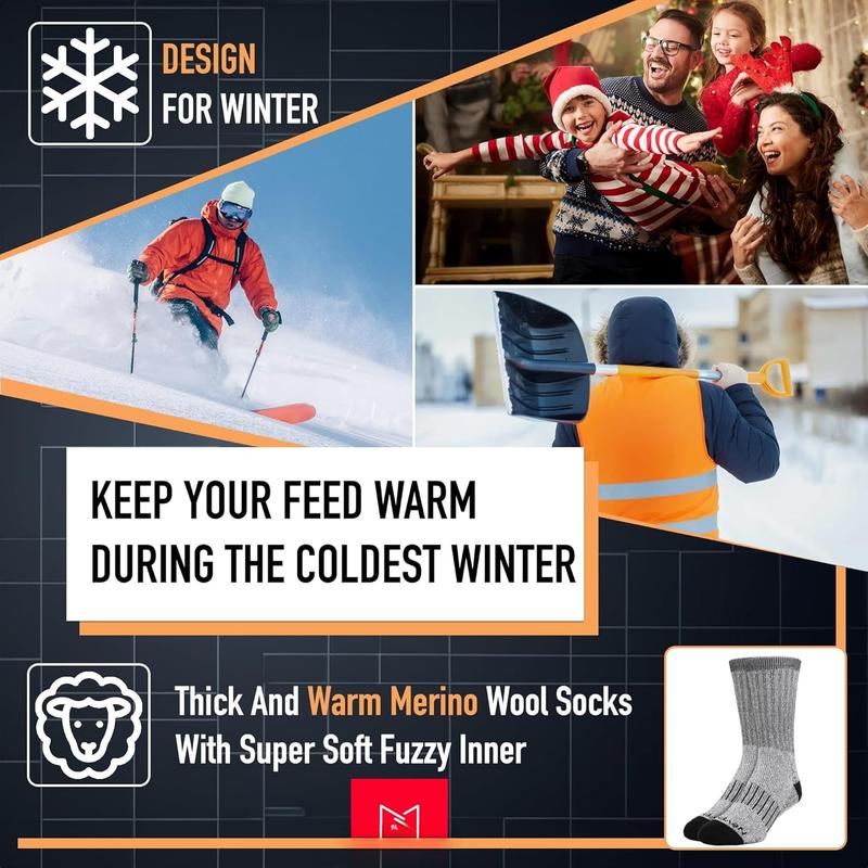 Men's Winter Thermal Boot Thick Insulated Heated  Crew Socks 3 6 Pairs for Cold Weather Outdoor Activities