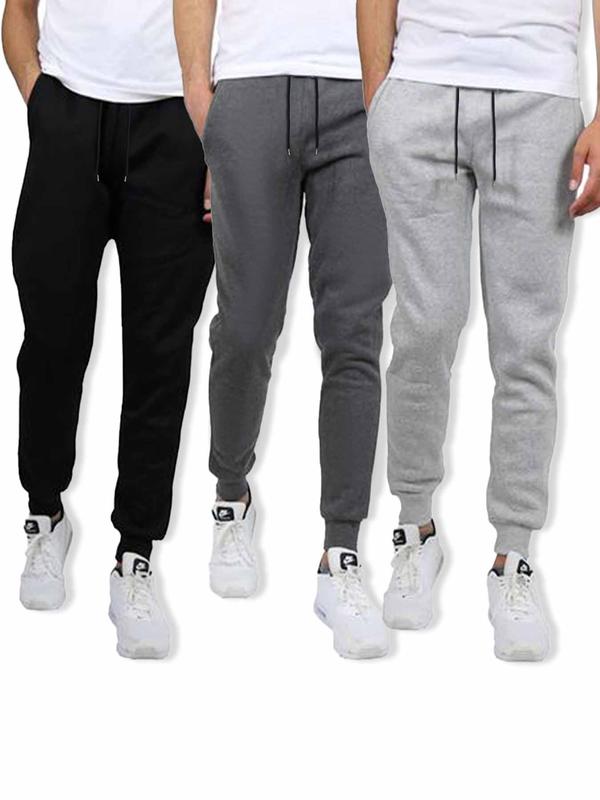 Men's Letter Print French Terry Pants, 3 Counts set Casual Comfy Regular Fit Jogger Pants for Daily Wear, Men's Trousers for Winter