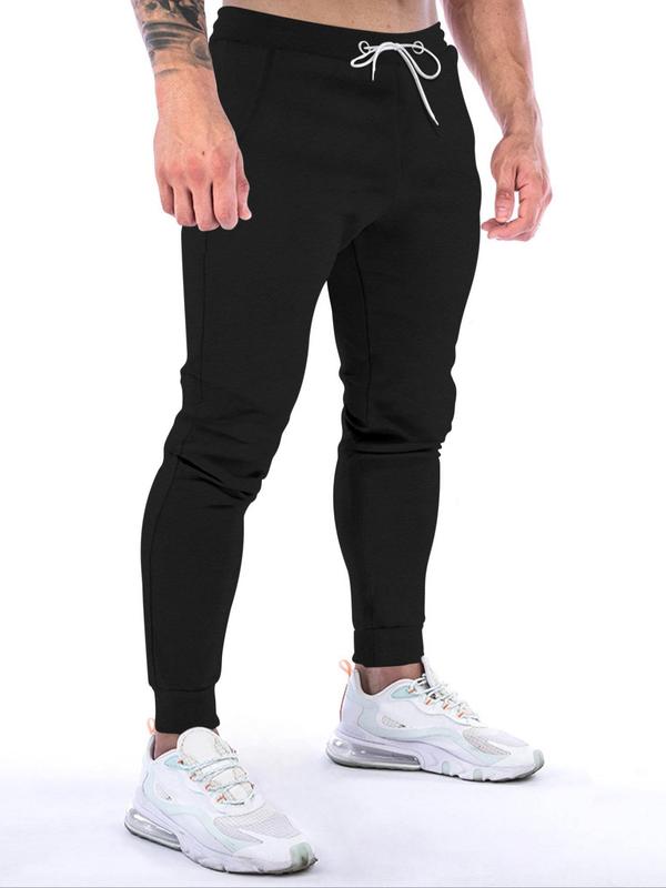 Men's Plain Thin Pocket Drawstring Sweatpants, Solid Casual Loose Joggers with Pockets, Soft Elastic Waist Men's Trousers, Menswear, Gym Workout Fitness Tapered Pants for Spring & Fall