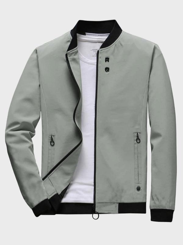 Men's Thin Zip Up Long Sleeve Bomber Jacket, Jacket for Men, Casual  Woven Jacket, Pocket Baseball Jacket Windbreaker for Spring & Fall, Summer Outfits 2024, Men Designer Clothes, Men's Outerwear, Men's Clothing