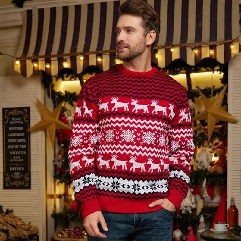 2023 Winter Men Women Christmas Sweaters Casual Loose Jacquard Knitwear Warm Thick Couples Matching Clothes Pullover Top Jumpers