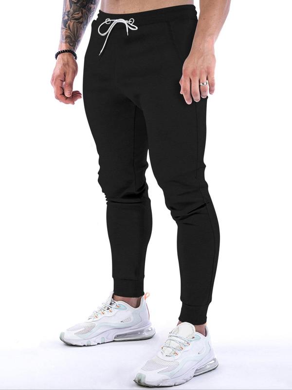 Men's Plain Thin Pocket Drawstring Sweatpants, Solid Casual Loose Joggers with Pockets, Soft Elastic Waist Men's Trousers, Menswear, Gym Workout Fitness Tapered Pants for Spring & Fall