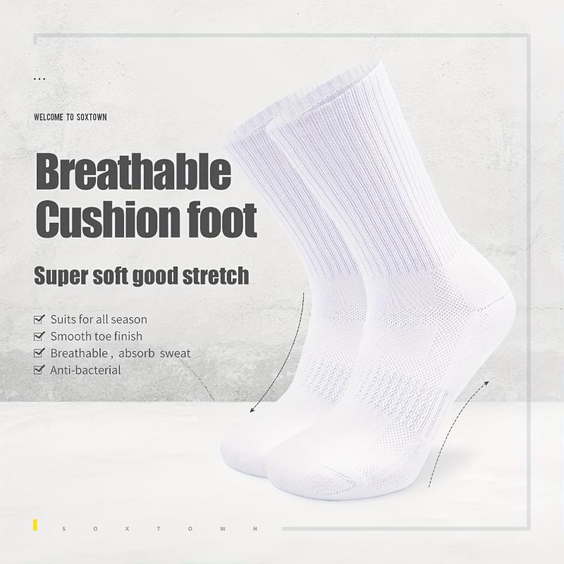 12 Pairs of Premium Men's Solid Cotton Blend Crew Socks - Moisture-Wicking, Anti-Odor, Breathable, and Sweat-Absorbing for All-Season Comfort and Freshness - Ideal for Daily Wear, Outdoor Activities, and Sports Fabric Menswear