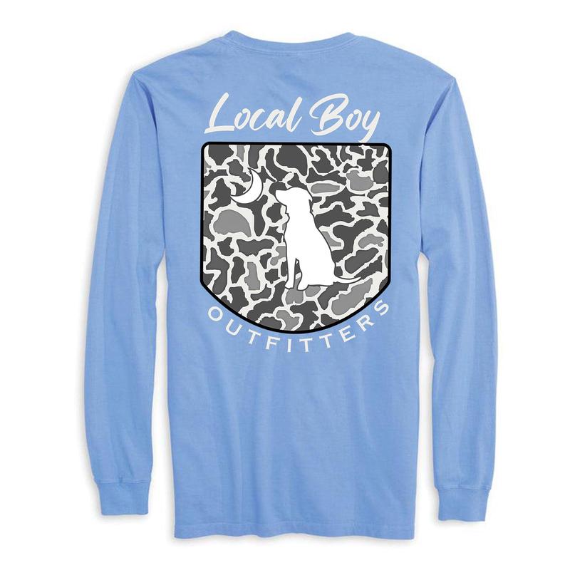 Local Boy Dog Moon Camo Crest Long Sleeve Shirt, Graphic Outdoors Hunting Season Shirt, Gift For Men, Women