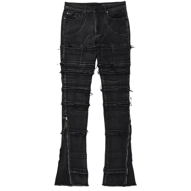 Horado Dark Grey  Stacked Flare Jeans