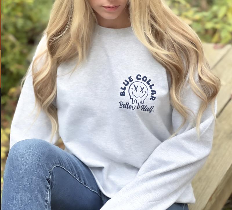 Spoiled By My Blue Collar Man Sweatshirt - Classic Unisex Crewneck Baggy Fit Comfort Soft Menswear Day