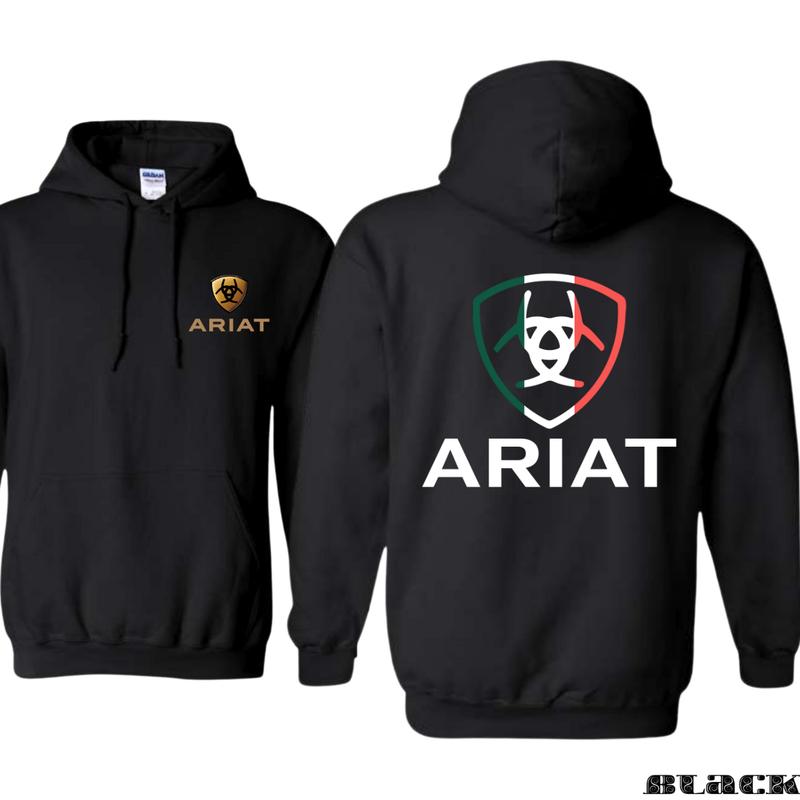 Ariat Hoodie - Unique badge design with a modern twist, perfect for sports and outdoor activities, comfortable unisex hoodie providing style and versatility. Menswear Sweaters Pullover