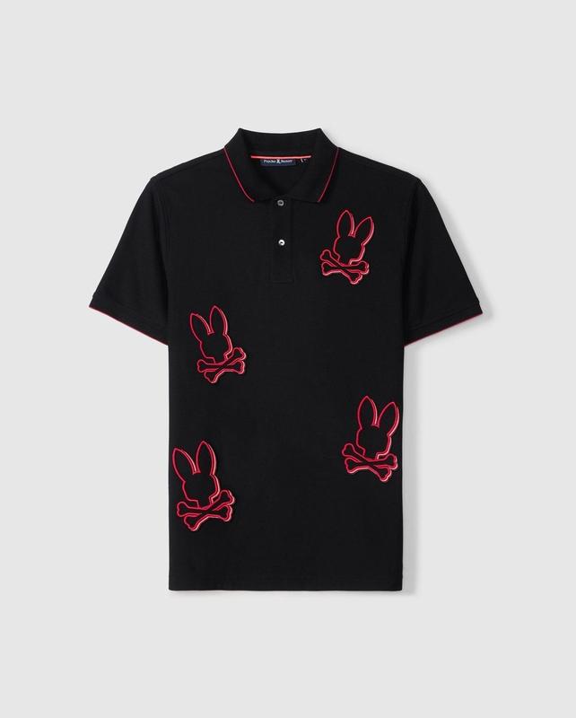 Psycho Bunny Karl pique polo shirt Black Menswear Top Jersey Shirt Gift Men Boyfriend Sport Outfit