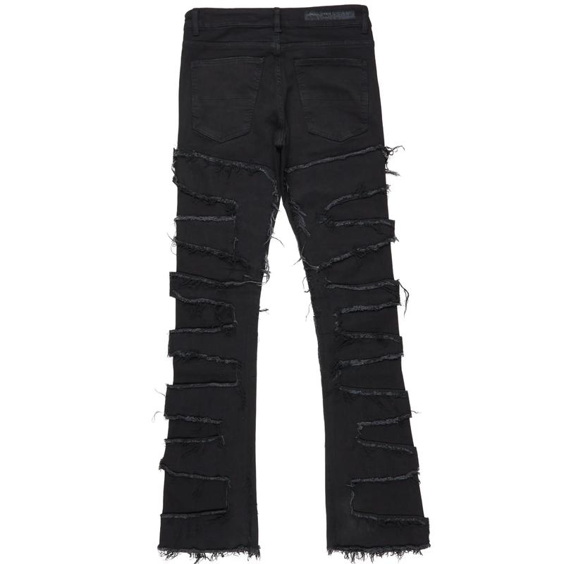 Shake Black Stacked Flare Jean