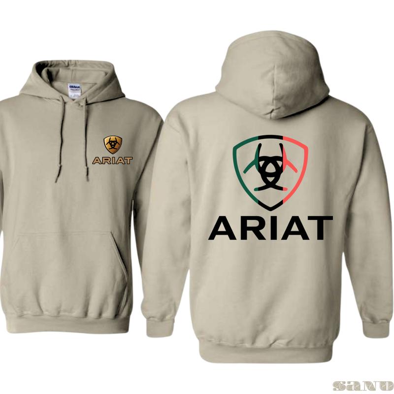 Ariat Hoodie - Unique badge design with a modern twist, perfect for sports and outdoor activities, comfortable unisex hoodie providing style and versatility. Menswear Sweaters Pullover