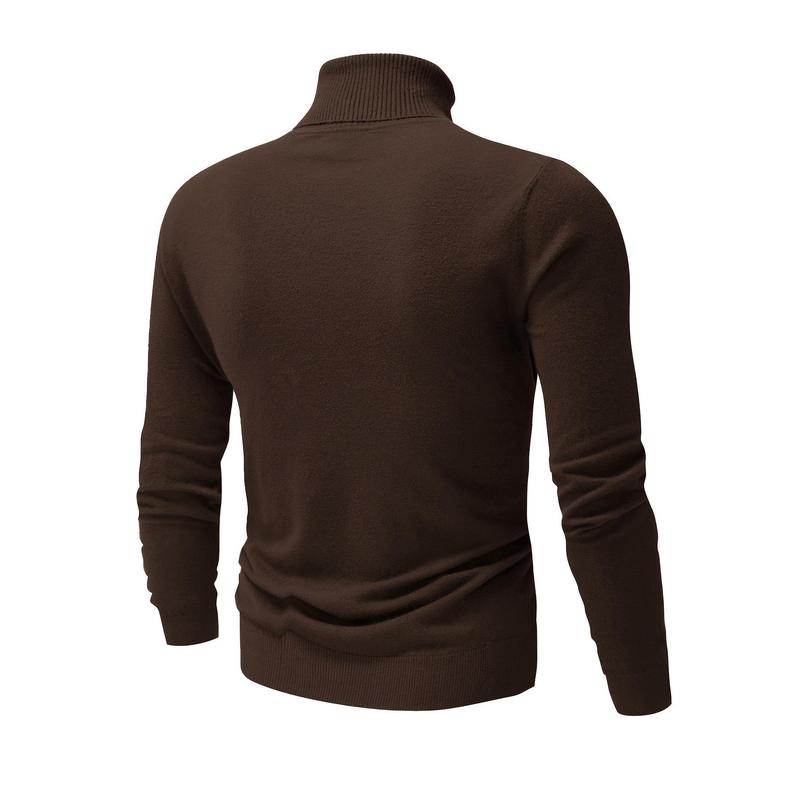 Classic Style Solid Turtle Neck And Long Sleeve Sweater For Men, Chic And Trendy Tops For Autumn And Winter Daily Outerwear