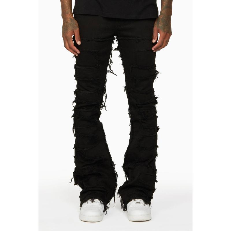 Shake Black Stacked Flare Jean