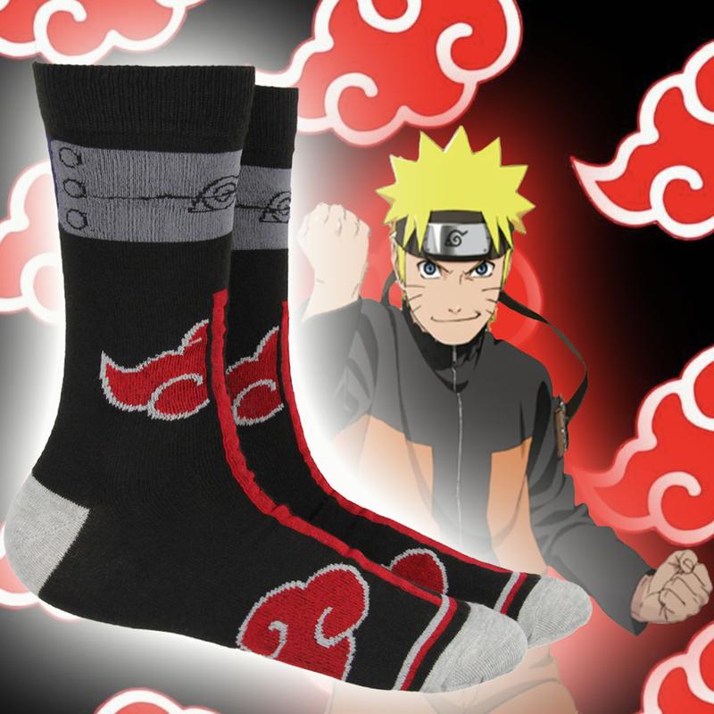 Naruto: Shippuden Red Cloud Rain Of Blood Justice Anime Crew Socks (8-12) Manga Crew Calf Socks