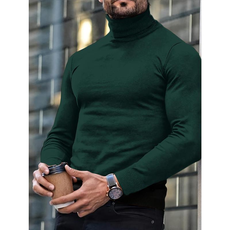 Classic Style Solid Turtle Neck And Long Sleeve Sweater For Men, Chic And Trendy Tops For Autumn And Winter Daily Outerwear