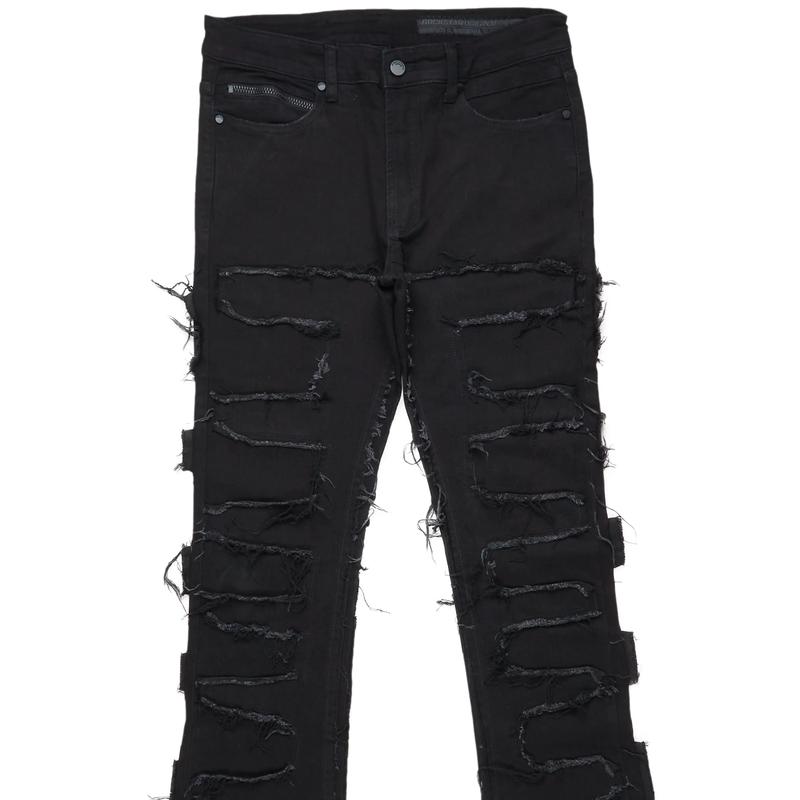 Shake Black Stacked Flare Jean