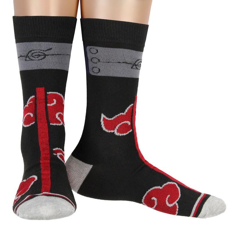 Naruto: Shippuden Red Cloud Rain Of Blood Justice Anime Crew Socks (8-12) Manga Crew Calf Socks