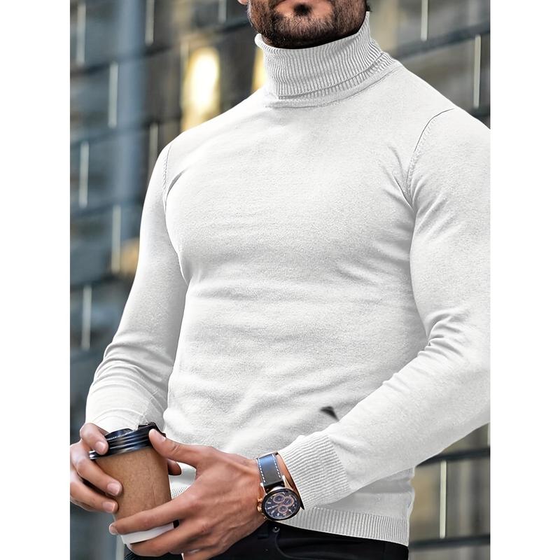 Classic Style Solid Turtle Neck And Long Sleeve Sweater For Men, Chic And Trendy Tops For Autumn And Winter Daily Outerwear