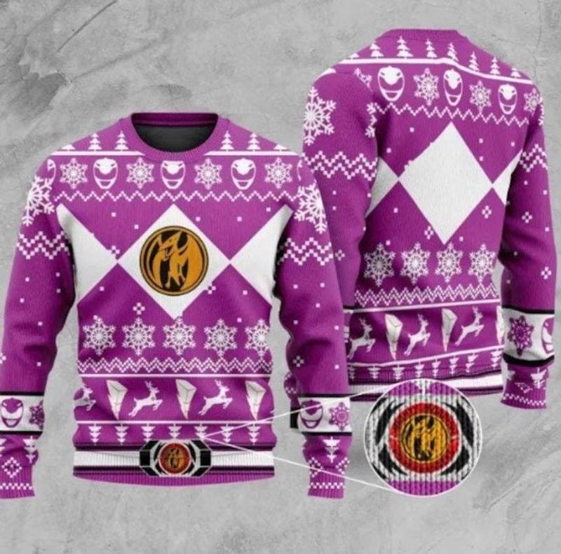 Power Ranger Ugly Christmas Sweater, Dino Power Rangers Sweater, 90s Nostalgia Christmas Sweater, Gift For Fans