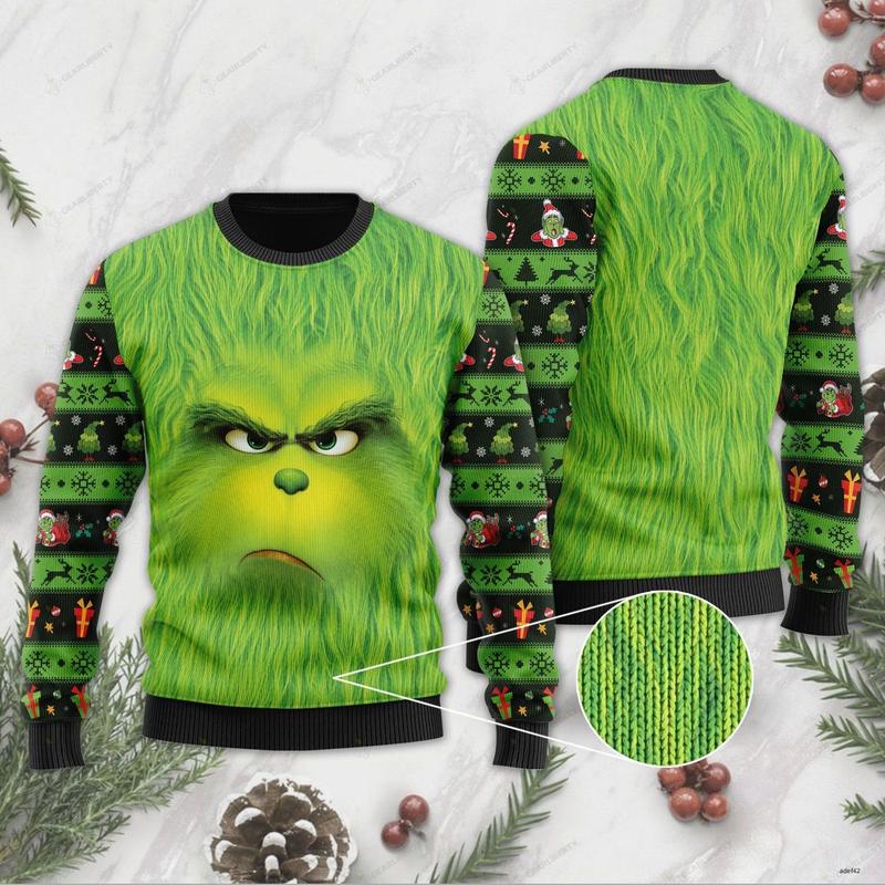 The Grinchyy Ugly Sweater, All Over Print Christmas Ugly Sweater