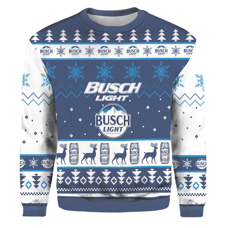 Busch Ugly Christmas Sweater May Your Christmas Knitted Sweater 2024, Beer Light Xmas, Beer Fan Gift Over Print Sweater