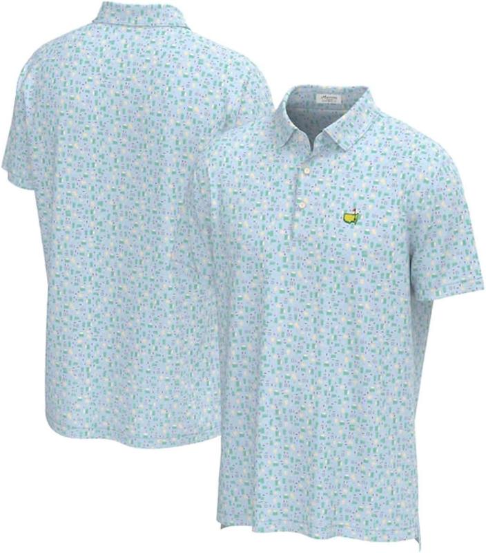 PETER MILLAR 2024 Masters Men's Concessions Logo Pattern Performance Tech Golf Polo Shirt, Logo Print